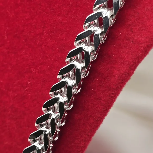 18k White Gold Over Sterling Silver Franco Chain Necklace With Moissanite Clasp